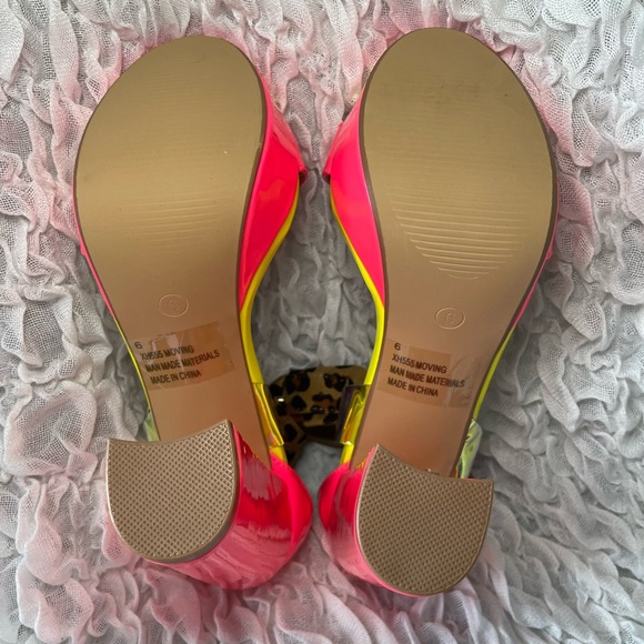 💥NWT💥 Neon & Leopard print Platform Heels - Picture 7 of 8